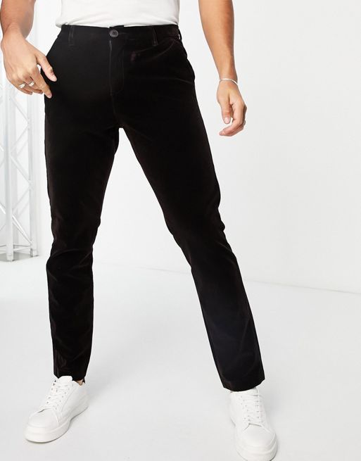 Black Velvet Pants Men - Slim Fit Chino Pants