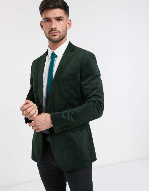 French Connection velvet slim fit peak lapel jacket ASOS
