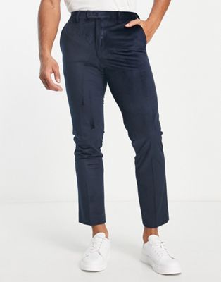 French Connection velvet suit trousers in navy