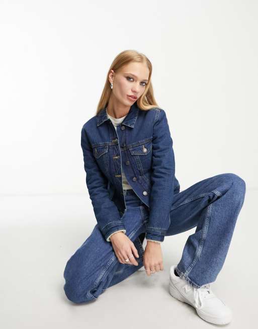 Blouson denim avec fausse fourrure top