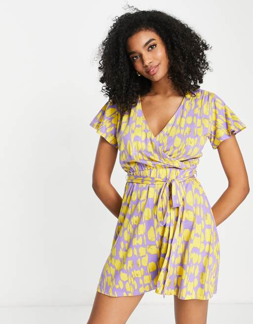 French Connection - Vestito a portafoglio in jersey rosa con stampa