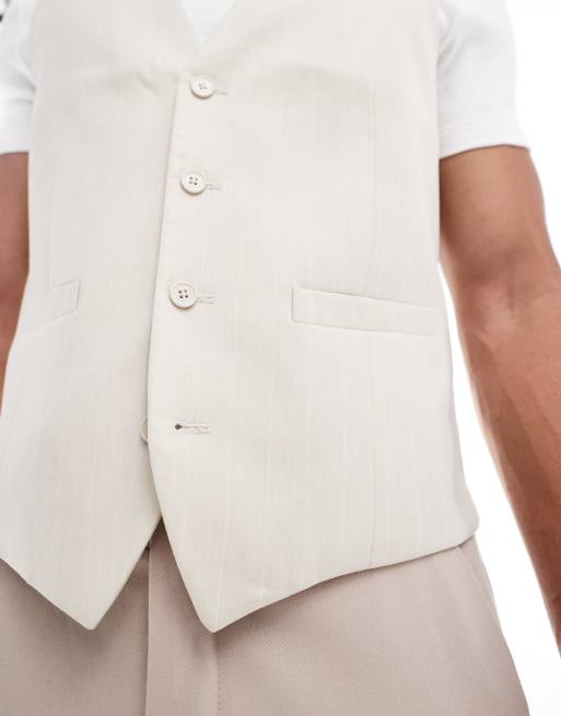 French Connection - Veston de costume à rayures - Beige/blanc, 3 de 5