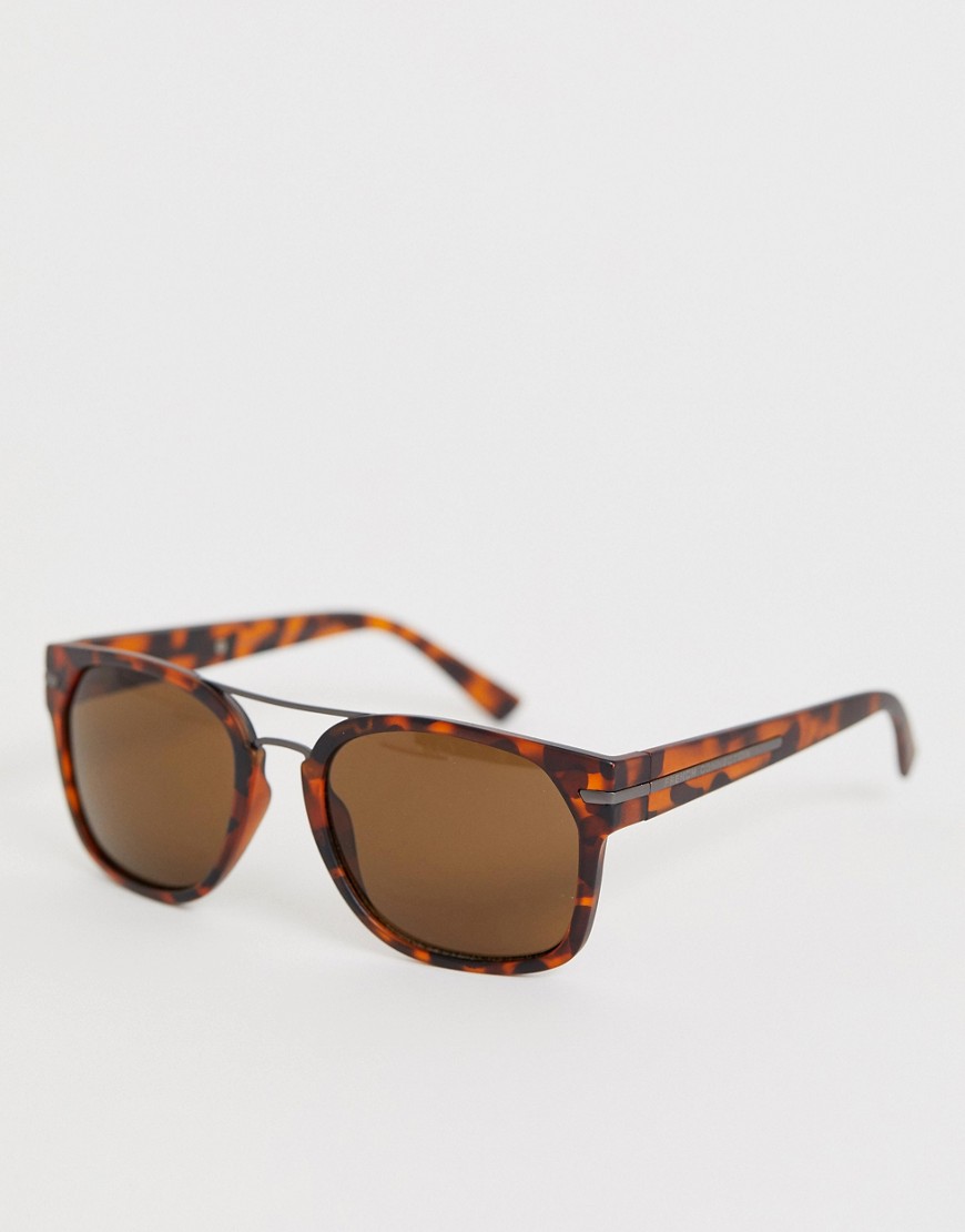 French Connection - Vierkante zonnebril in tortoise-Bruin