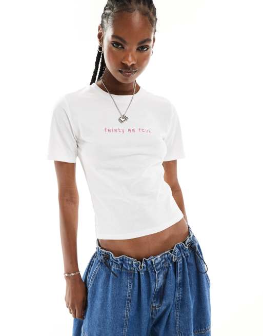 French Connection – Vit t-shirt i jersey med 