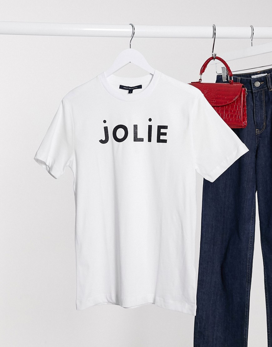 French Connection – Vit t-shirt med Jolie-text