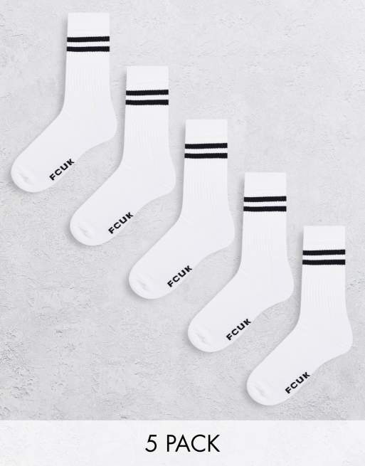 French Connection – Vita strumpor med ränder, 5-pack