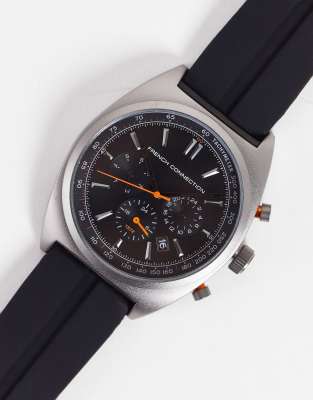 French Connection watch with sillicone strap in black | ASOS