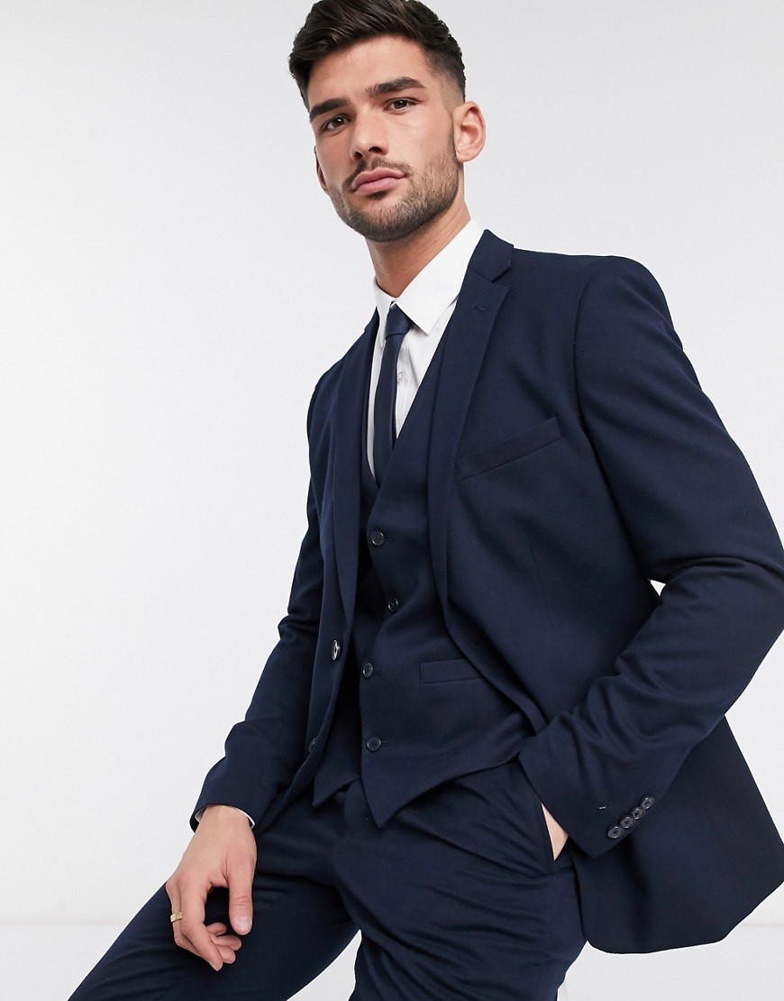 French Connection Wedding Slim Fit Flannel Suit Jacket-blues