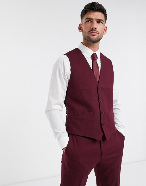 French Connection wedding slim fit flannel waistcoat