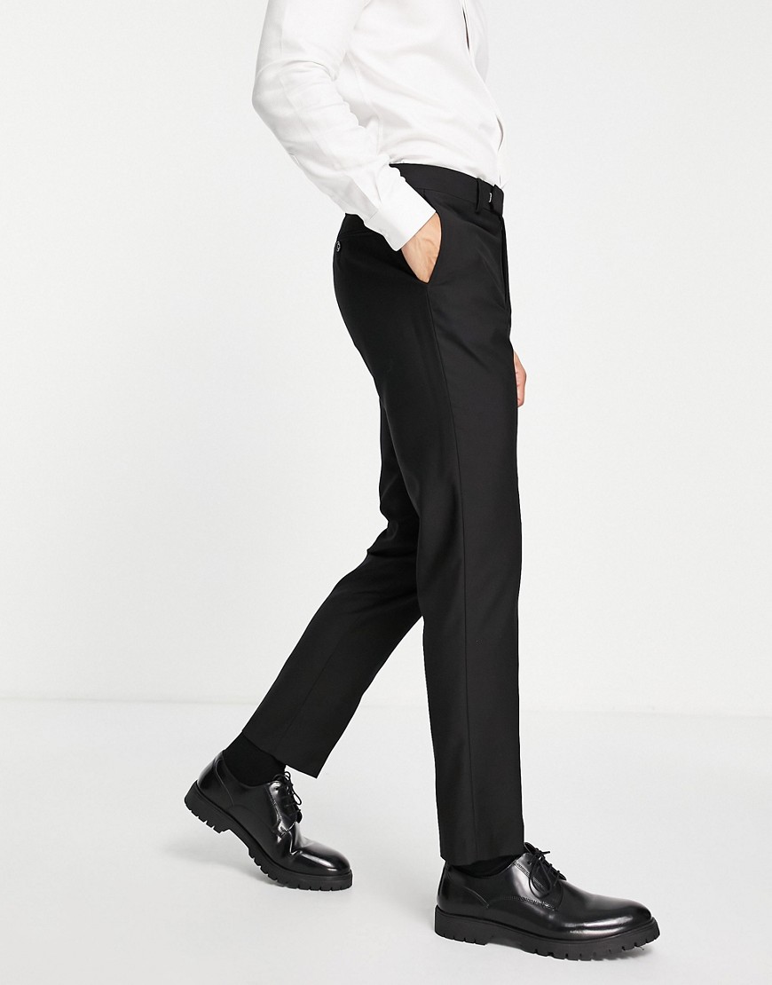 French Connection wedding slim fit tuxedo suit pants-Black