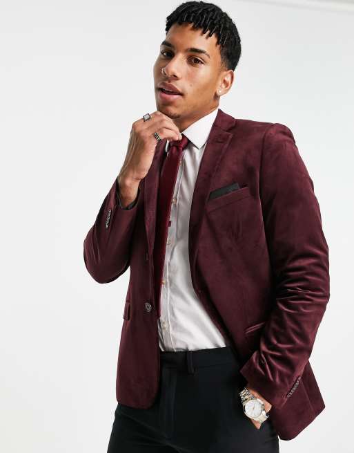 Tailored-Fit Velvet Suit Blazer