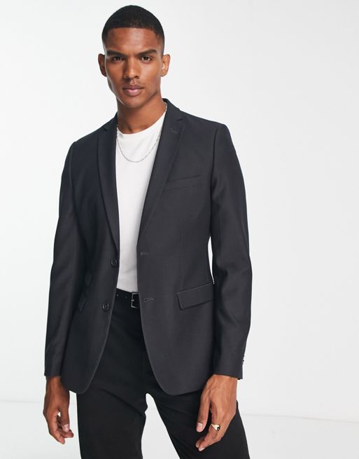 Charcoal Grey Slim Two Button Suit Jacket