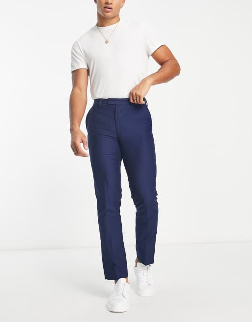 French Connection wedding suit pants in blue