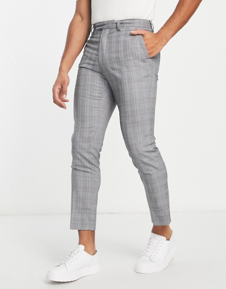 French Connection Wedding Suit Pants In Gray Plaid