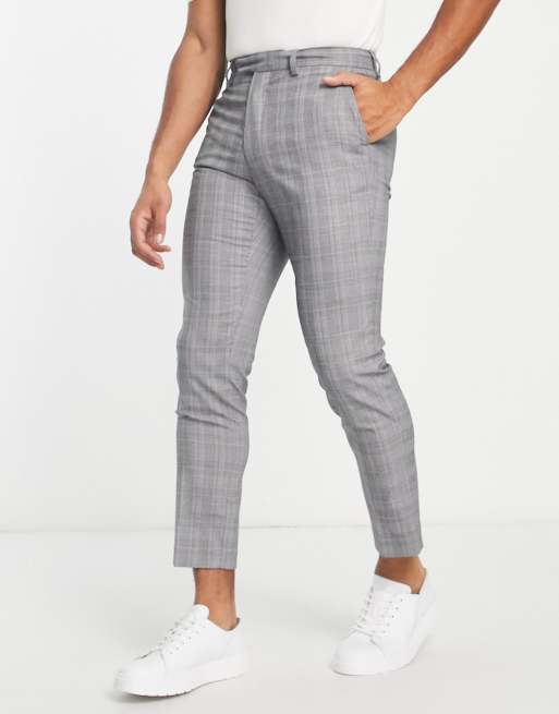 Slim Fit Joggers - Light gray/plaid - Men