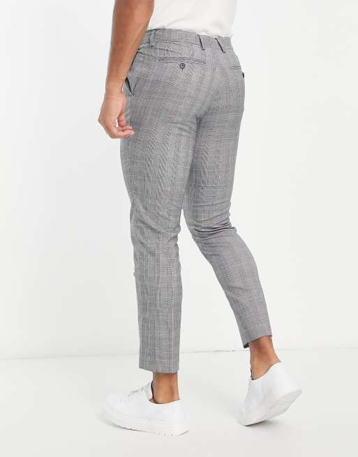 French Connection wedding suit pants in gray plaid