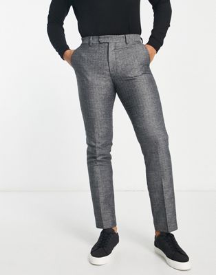 French Connection wedding suit trousers in grey herringbone - ASOS Price Checker