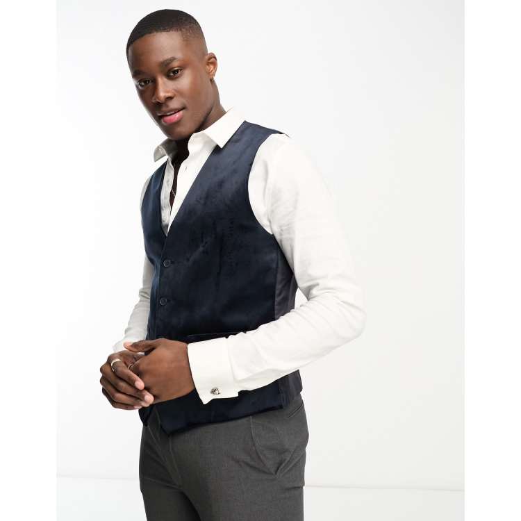 Navy velvet waistcoat store