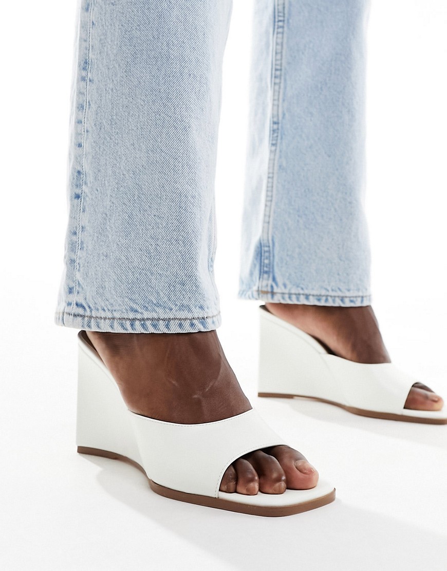 French Connection wedge heel mule in white