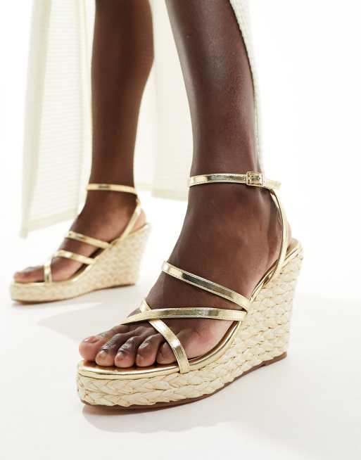 Asos gold wedges online