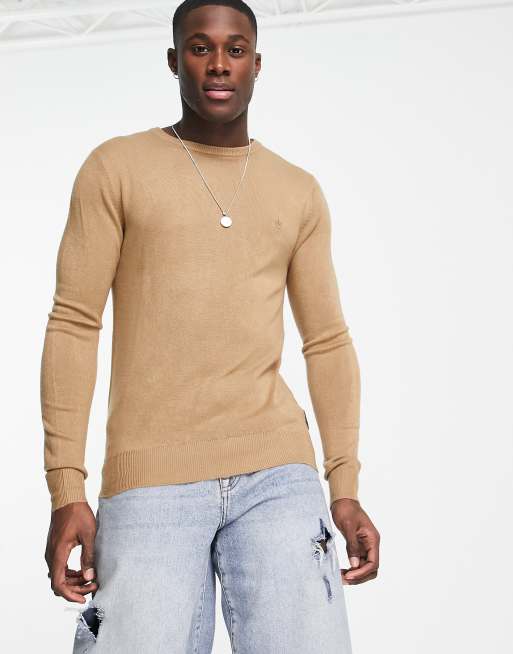 French Connection – Weicher Pullover in Kamelbraun mit Rundhalsausschnitt