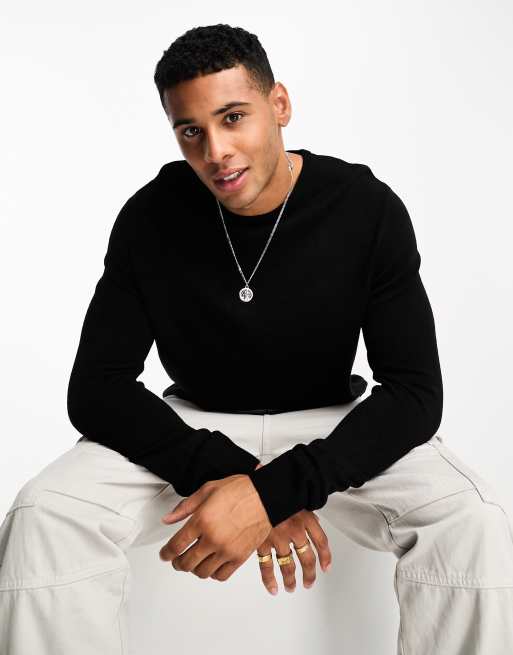 French Connection – Weicher Pullover in Schwarz mit Rundhalsausschnitt
