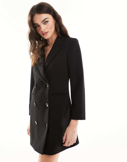 French Connection Whisper blazer mini dress in black