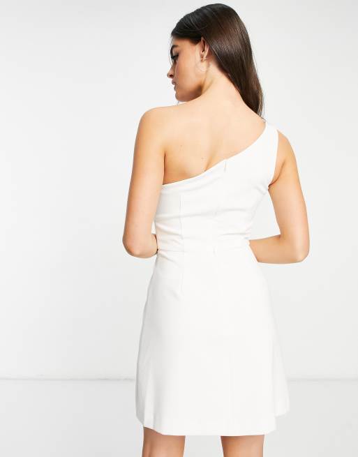 French Connection Whisper one shoulder mini dress in white | ASOS