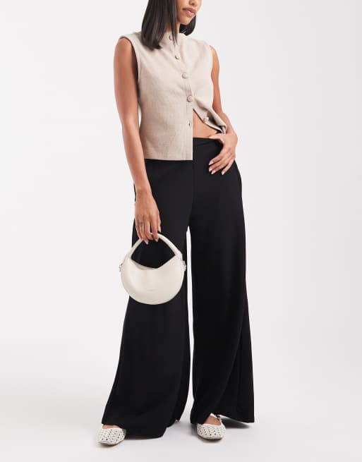 French Connection Wide leg crepe trousers in black