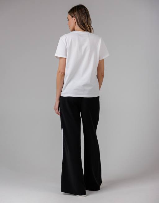 French Connection Wide leg crepe trousers with leg stripe in black, 2 of 4