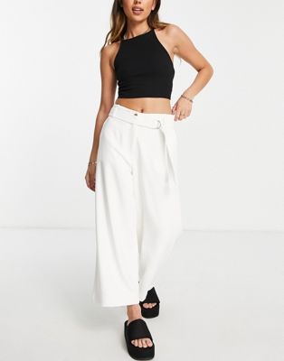 French Connection wide leg culotte in white
