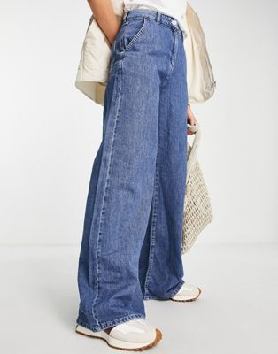 French Connection wide leg jeans in mid wash denim