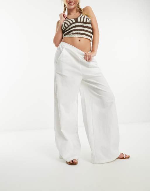 Plus Size Linen Wide Leg Pants