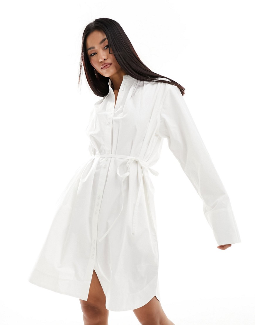 French Connection wide sleeve shirt dress in white