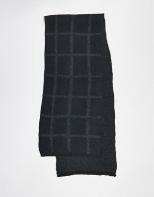 French Connection windowpane check scarf in navy