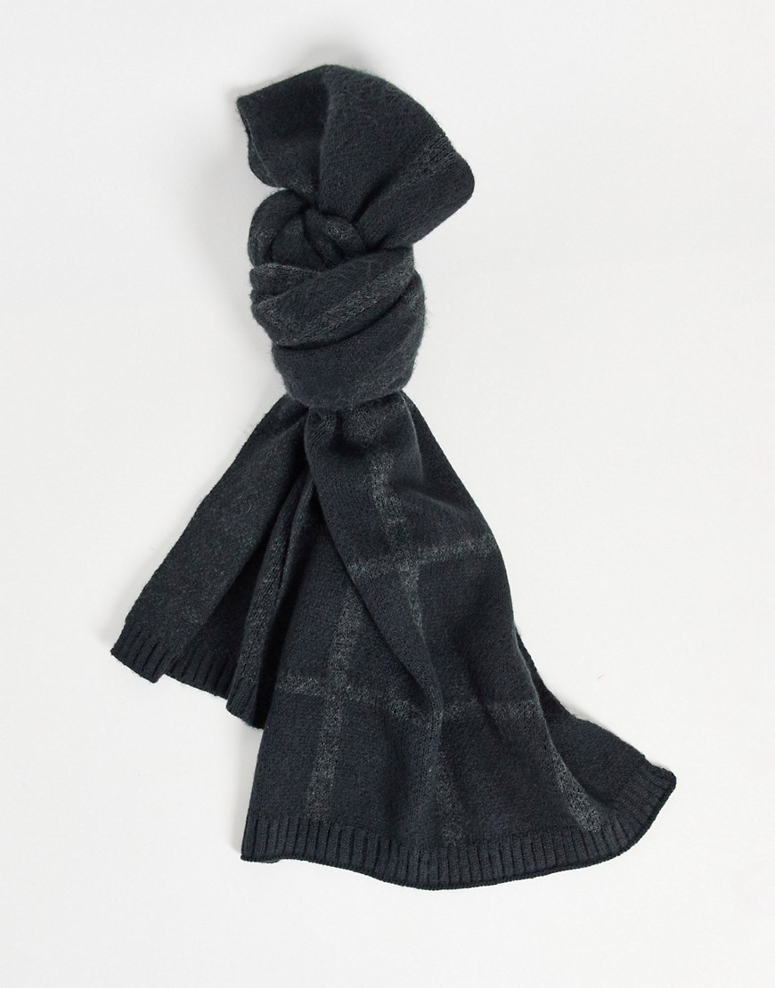 French Connection Windowpane Check Scarf In Navy