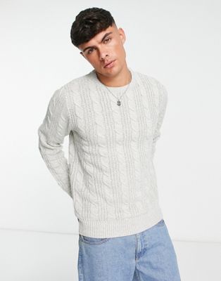 French Connection wool mix cable crew neck jumper in ecru