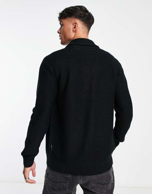 Jack & Jones cable knit turtle neck sweater in dark brown