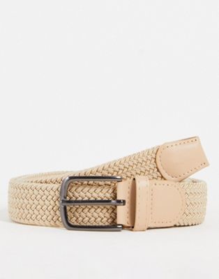 French Connection woven belt in stone