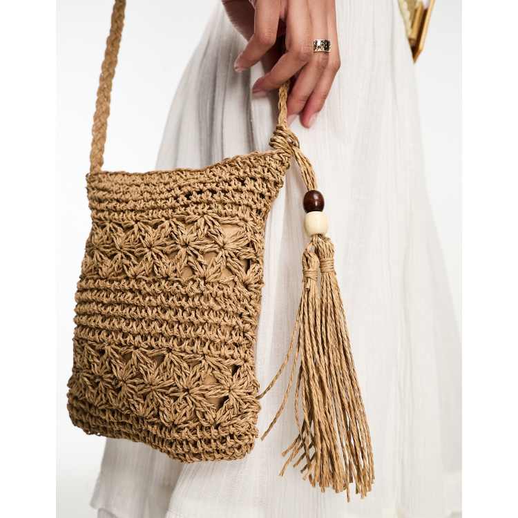 French Connection Shante Straw Crossbody Bag