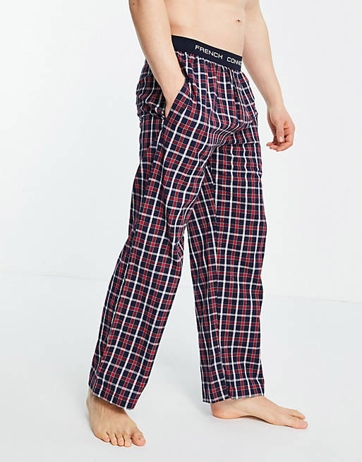 French Connection woven trousers in marine and red