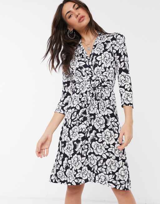 French Connection wrap dress in blue floral ASOS