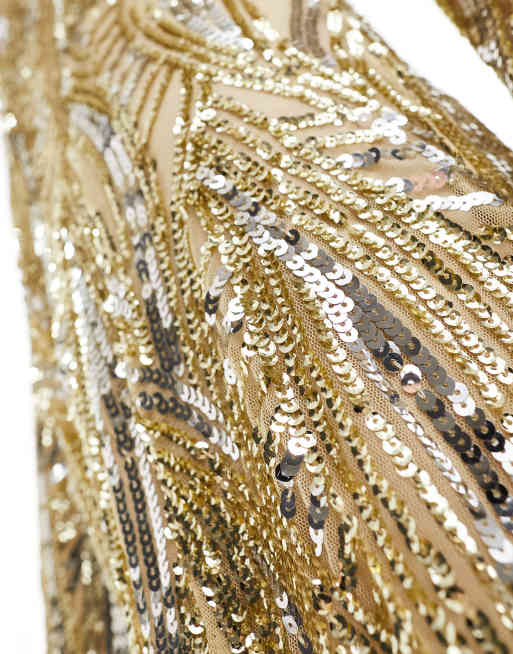 slim fit dress slacks Pre-loved French Connection Gold Sequin Dress – GrandDays main image 1