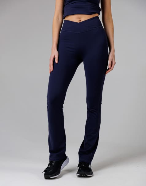 French Connection Wrap front fcuk stretch yoga pant in navy - view 1