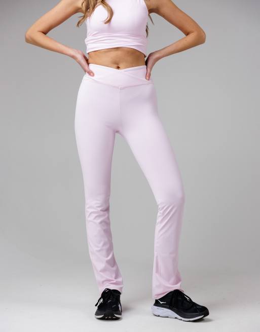 French Connection Wrap front fcuk stretch yoga pant in pink, 4 of 4