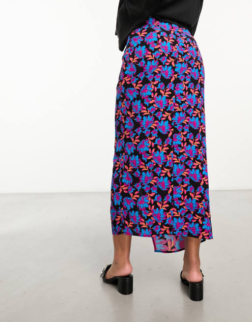 French Connection Wrap Midi Skirt In Bright Floral, 48% OFF