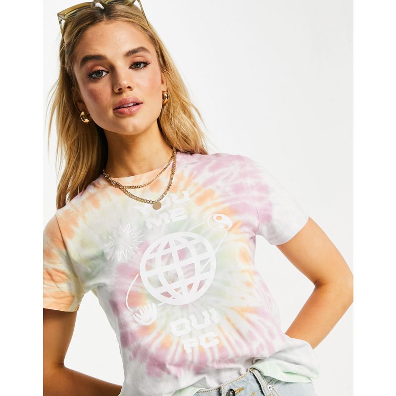 Designer Donna French Connection - You Me - T-Shirt corta tie-dye