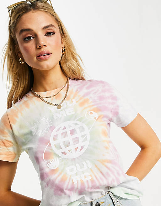 French Connection You Me tie dye cropped tshirt