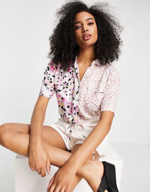 French Connection yulia printed cropped shirt 