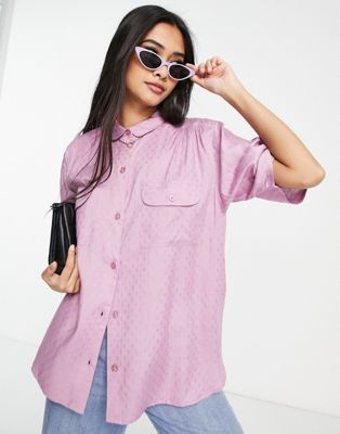 French Connection Yulia solid camp shirt in purple